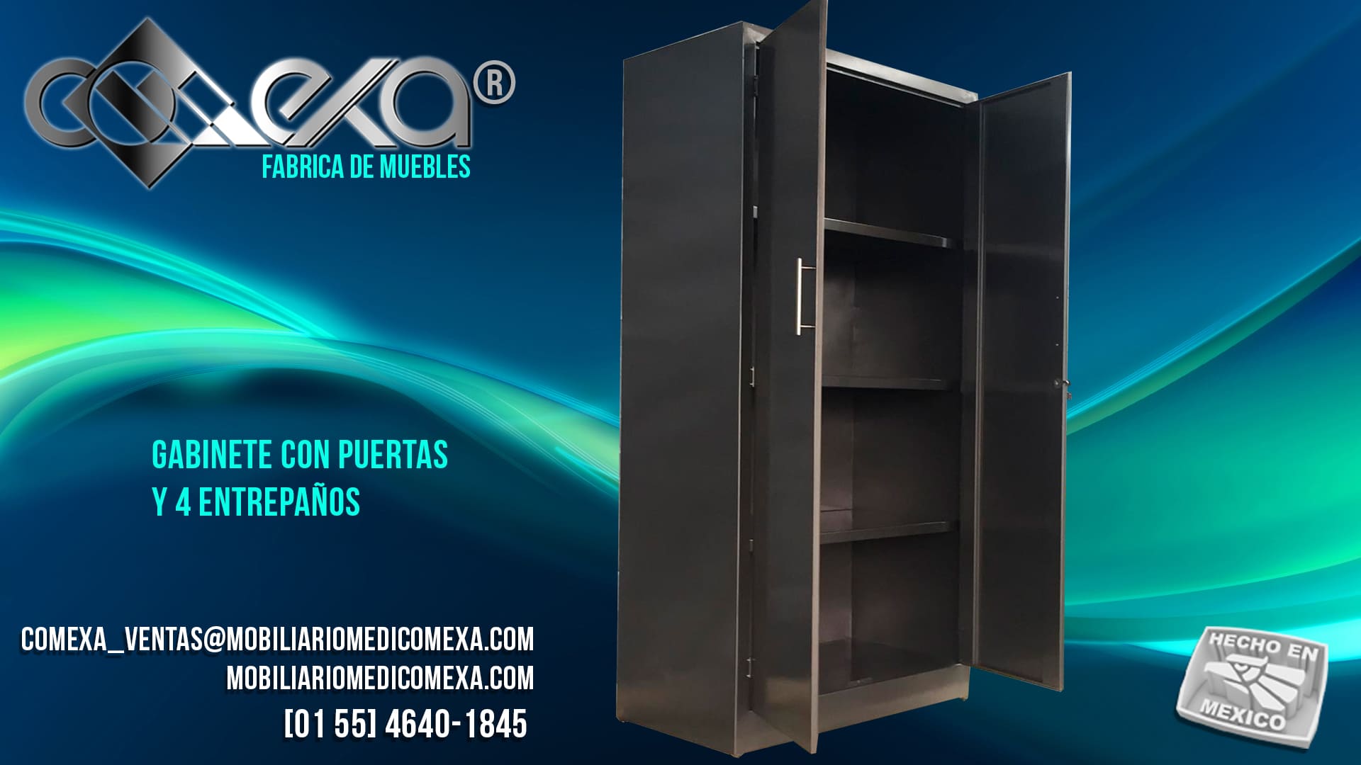 Gabinete con 4 entrepaños | Mobiliario Médico Comexa