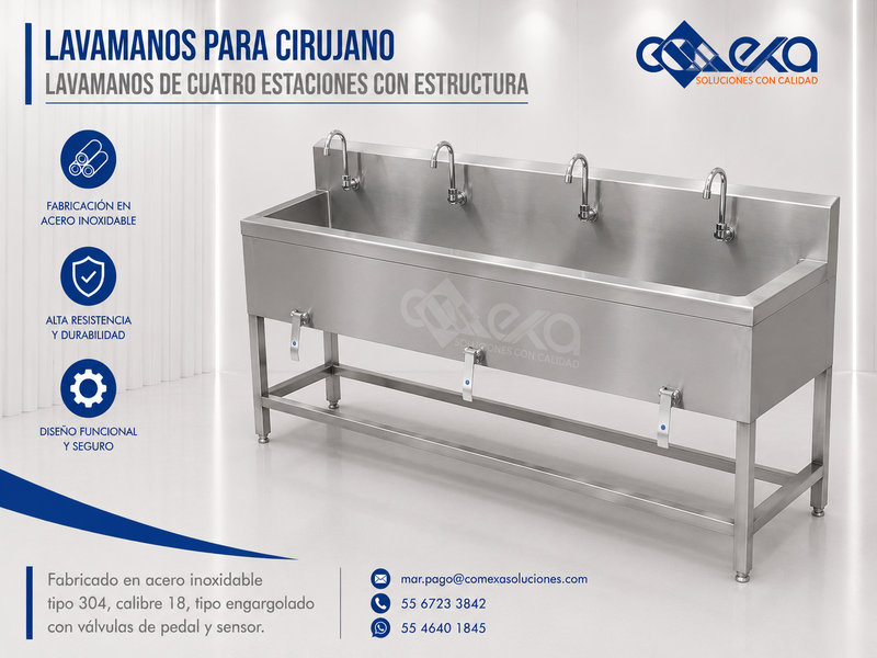 LAVAMANOS DE CUATRO ESPACIONES CON ESTRUCTURA_COMEXA