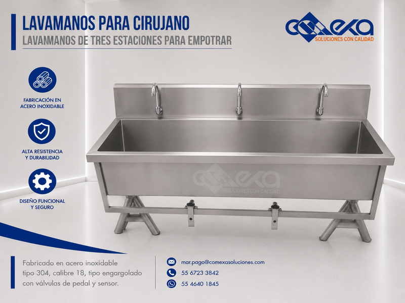 LAVAMANOS DE TRES ESTACIONES PARA EMPOTRAR_COMEXA