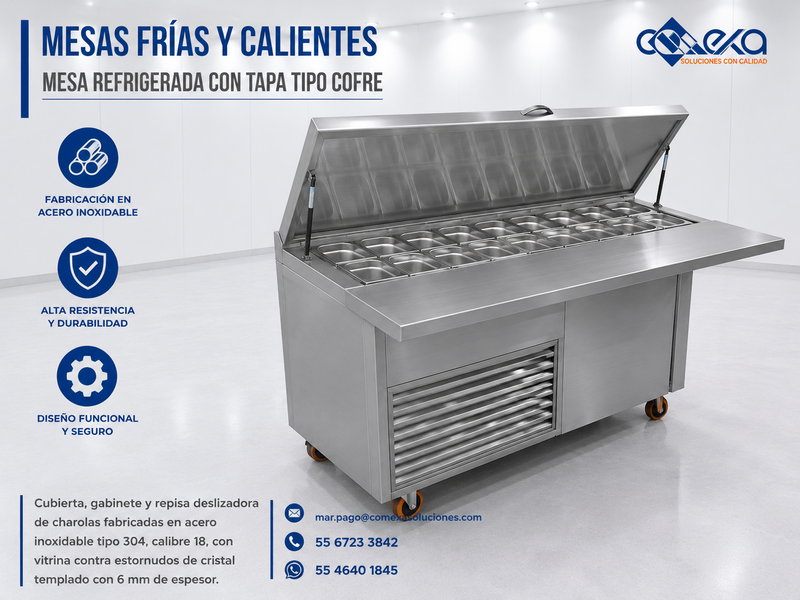 MESA REFRIGERADA CON TAPA TIPO COFRE_COMEXA