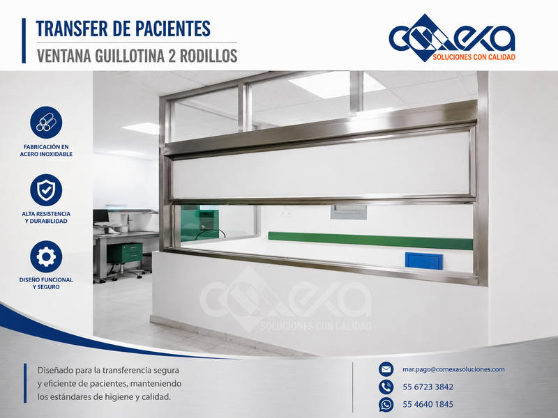 Transfer de pacientes_Ventana guillotina 2 rodillos_COMEXA