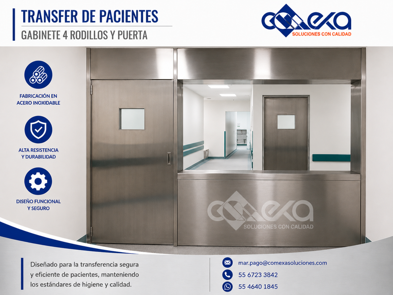 Transfer de pacientes_gabinete 4 rodillos y puerta_COMEXA